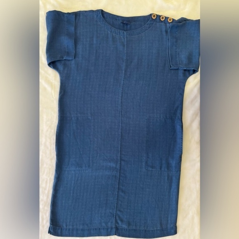 Pure Jill Indigo Dolman‎ Short Sleeve Blue Shift Dress Sz S Tall GUC